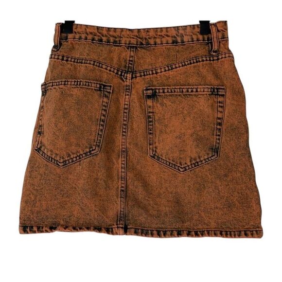 Zara Denim Skirt Womens Medium Orange Mini Bloggers Favorite Boho High-Rise NWOT - Picture 5 of 9